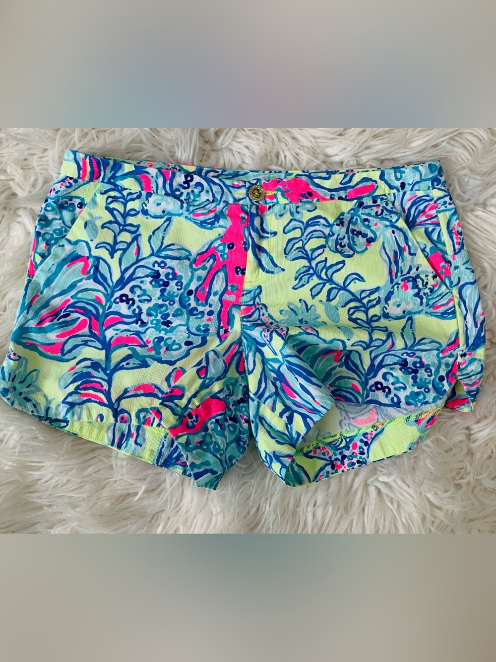 Lilly Pulitzer Adie Shorts Lemon Drop Swim Up Print Pink Multicolor Size 4